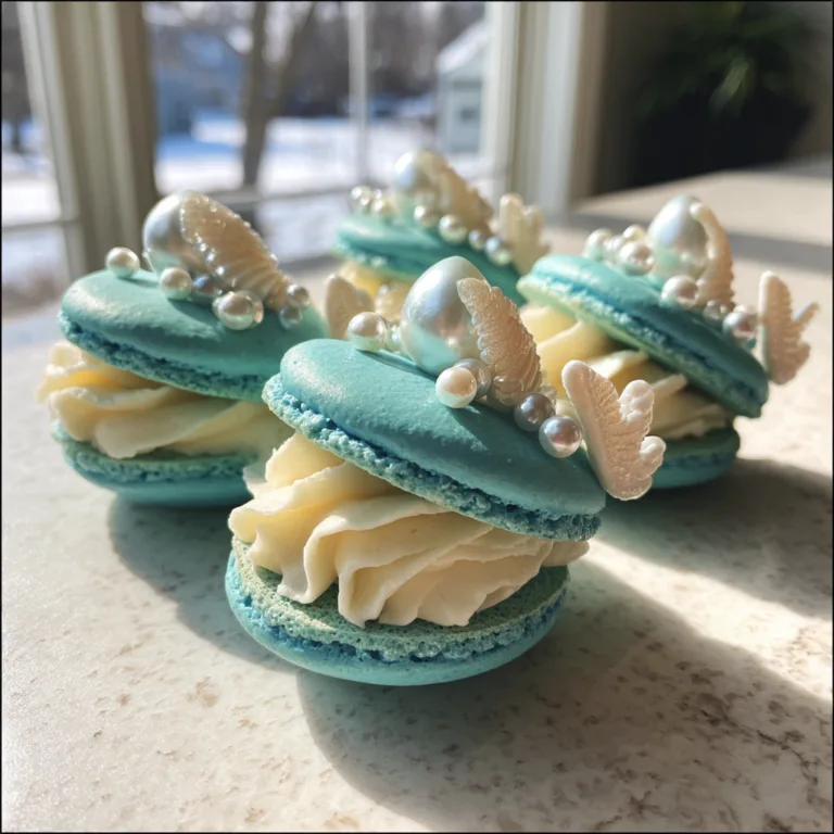 Clam Shell Macarons with Pearls