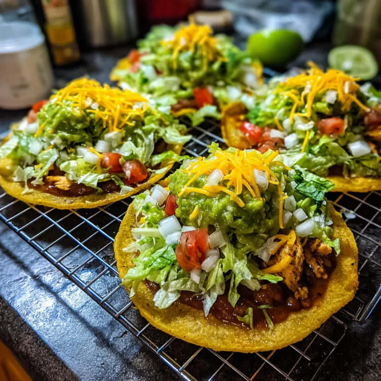 Chicken Guacamole Bean Tostadas