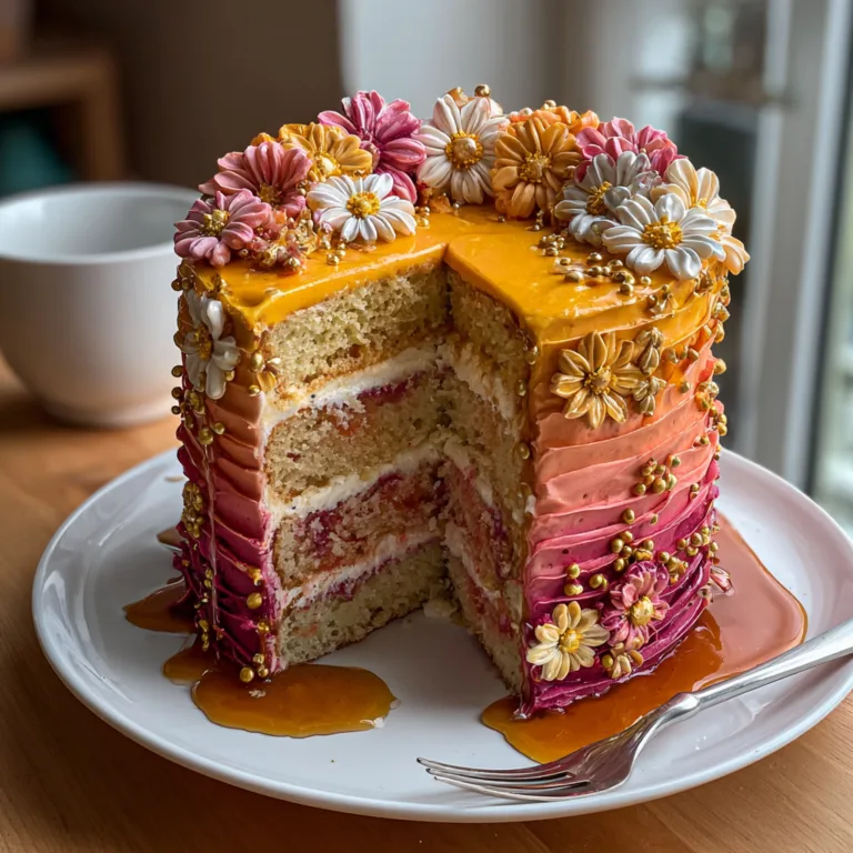 Sunset Floral Layer Cake