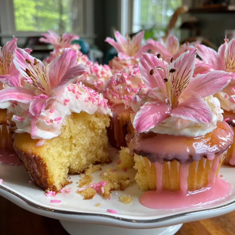 Pink Lily Vanilla Cupcakes