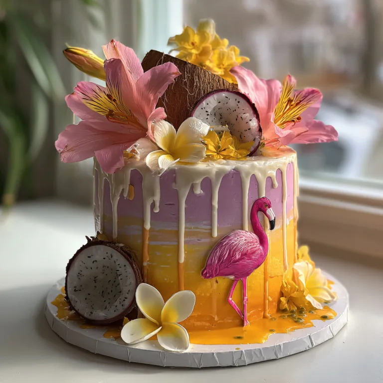 Tropical Flamingo Drip Cake